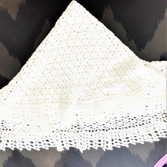 Baby Baptismal Blanket had crocheted White Longer corners draping FREE SHIPPing! - Picture 3 of 8